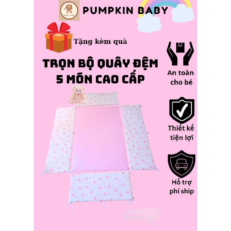 Trọn bộ quây đệm cũi cho bé (may theo kích thước yêu cầu)