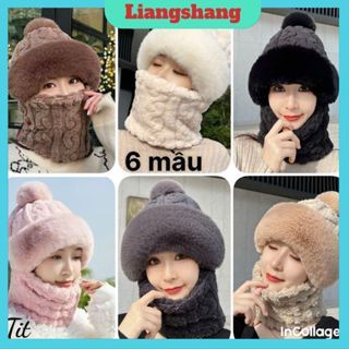 Mũ Len Trùm Đầu Belles Quả Bông - Mũ len kèm khăn quàng Chất Vải Len Lông Cừu Mềm Mịn Giữ Ấm Mẫu Mới 2024. ..