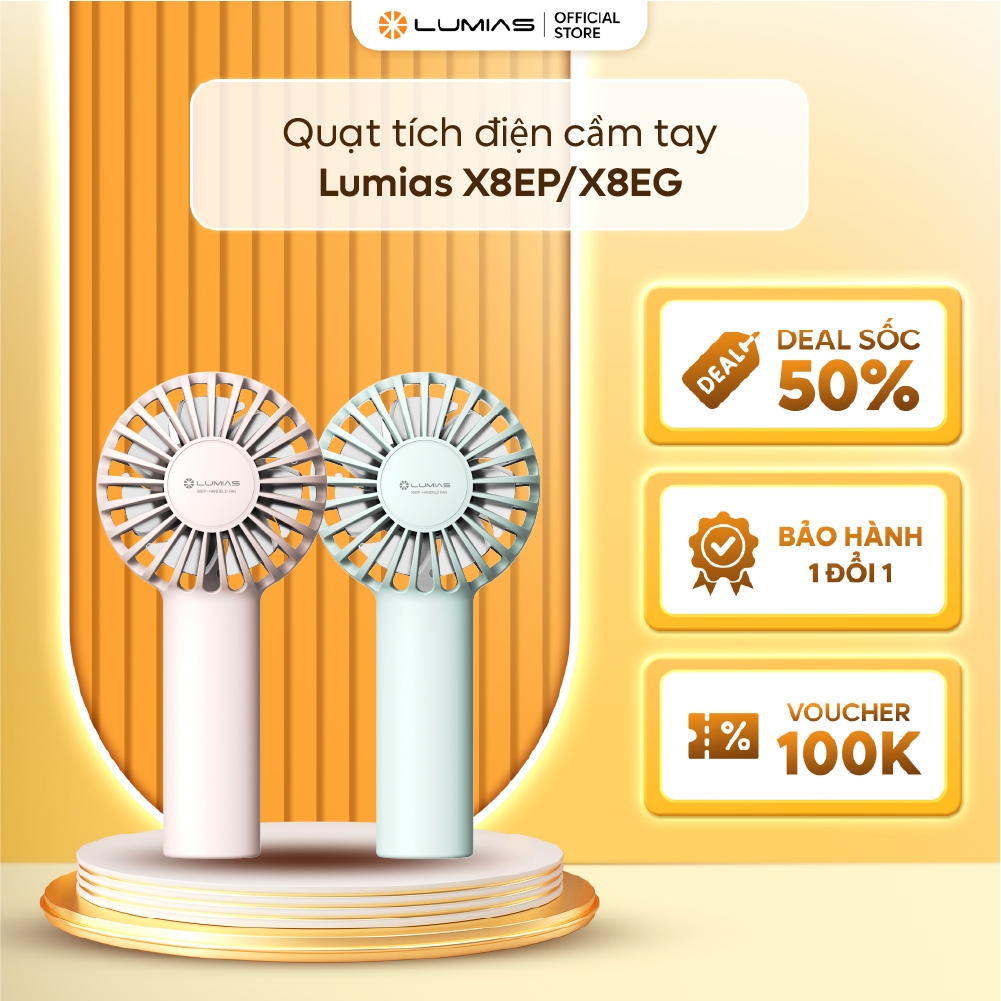 Quạt tích điện câm tay mini Lumias X8EP / X8EG - 3.7V, sạc Type-C
