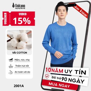 Áo len cổ nam cổ tròn Vulcano, áo len công sở cotton dệt kim mềm mịn, dày dặn, co giãn, giữ ấm tốt cho mùa đông 2001
