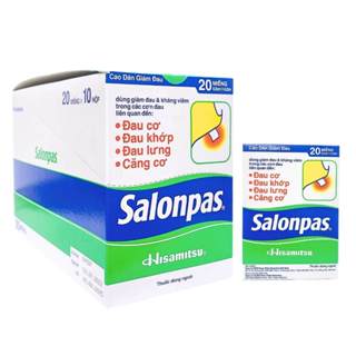(200 MIẾNG) SALONPAS - CAO DÁN GIẢM ĐAU CƠ XƯƠNG - HỘP 20 MIẾNG x 10 HỘP