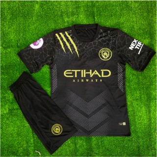 [MC - ĐVĐ01] in tên số áo theo yêu cầu - Bộ quần áo bóng đá Man.city đen vân đá - Hàng thun lạnh cao cấp