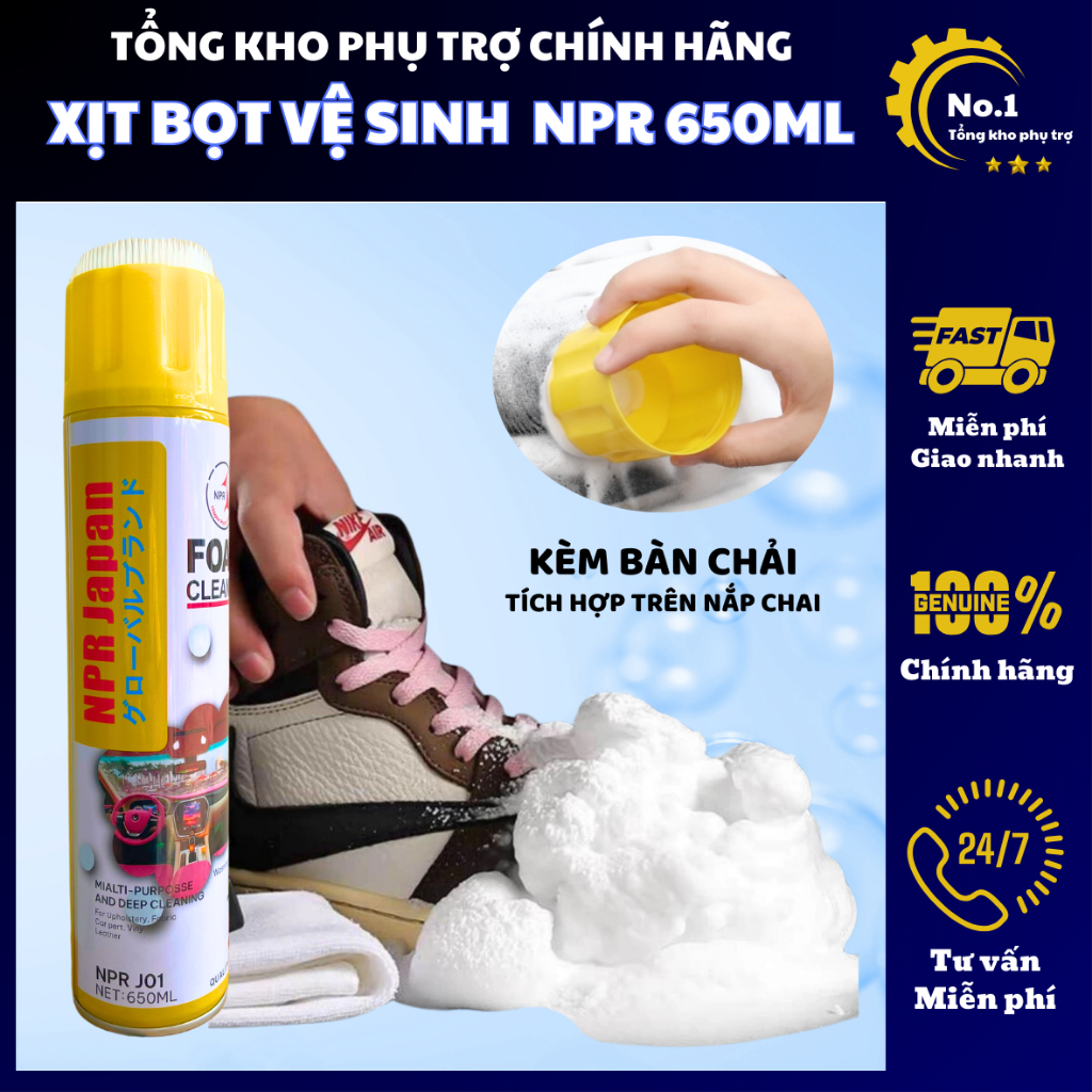 Chai Xịt Vệ Sinh Giày Sneaker - Chai Xịt Bọt Tuyết Giặt Khô - Giặt Giày Vệ Sinh Đa Năng Chính Hẵng N