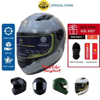 Mũ Bảo Hiểm Full face Royal M136 Mẫu Trơn - Bảo Hành 12 Tháng (TẶNG Khăn Trùm Ninja + Tem Cờ)