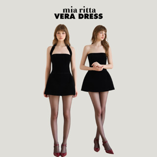 Váy liền Vera Dress Mia Ritta V1099 - Váy nhung đen quây kèm dây cổ - Váy quây nhung dáng xoè