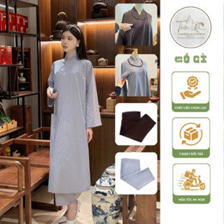 Áo tràng phật tử nữ đi chùa chất kate silk, áo lam phật tử, pháp phục lễ phật Thiên Di D21 HCM