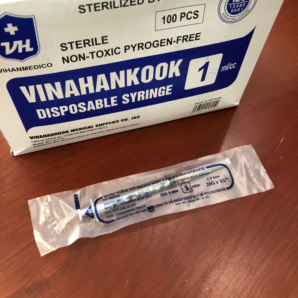 Bơm Tiêm Vinahankook 1cc/ ml (hộp 100 cái)