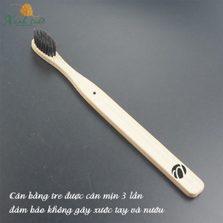 Bàn chải tre lông mềm, chứa than hoạt tính, cán mịn, thân thiện môi trường- eco toothbrush ơ{xanh suốt]