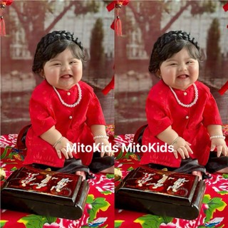 (8-35kg) Bộ bà ba gấm lá tre cho bé gái