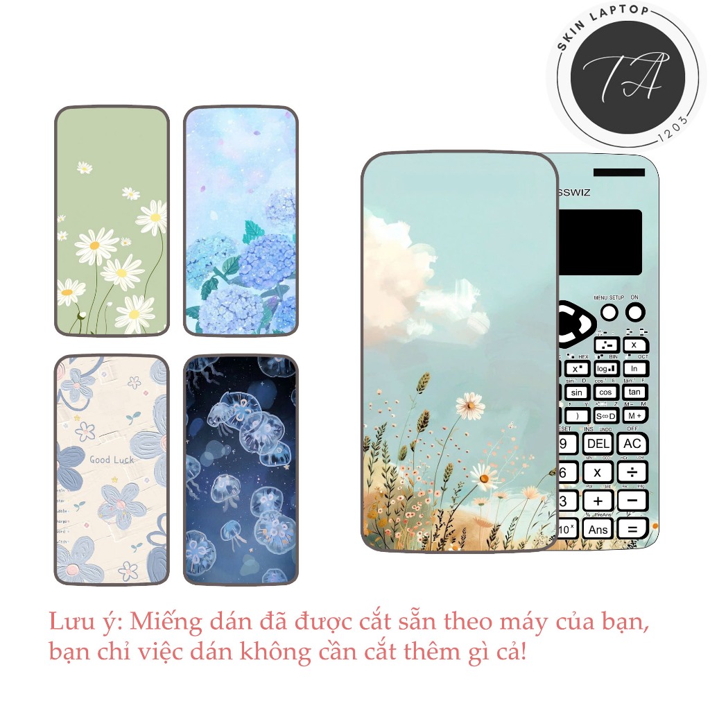 Miếng dán Decal máy tính Casio fx570/ fx580/ fx880/... hình Pastel Anime Cute 2