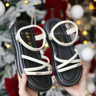  Giày Sandal Bánh Mì Nữ Quai Chéo Khuy MIU Đế Cao 4p QCCC 