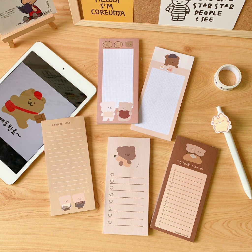 B5 giấy vỗ tay gấu dễ thương in học sinh cao cấp B5 ghi chú B5 giấy vỗ tay có thể xé được EUNIO