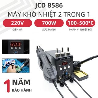 Máy khò nhiệt JCD 8586 700W máy khò trạm hàn điện 2 trong 1,trạm hàn thiếc có led hiể trạm hàn khò
