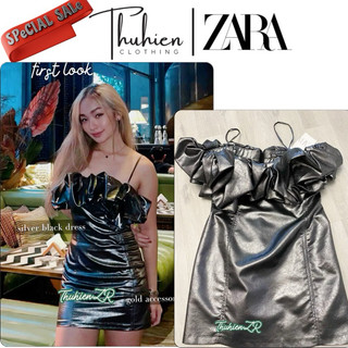 (Chính hãng XS S)Váy mini ZARA 7707/308 bèo lớn quây ngực xám phiên bản giới hạn(kèm ảnh thật)