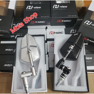   Chuẩn Xịn   Gương Chiếu Hậu H2C V1 Kính H2C Xoay 360 độ Chất liệu nhôm phay CNC mặt gương trắng quan sát rất rộng 