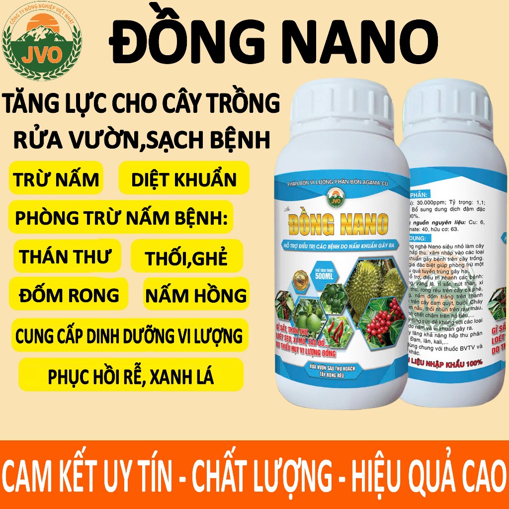Nano Đồng chai 500ml tẩy rửa vườn, rong rêu, phục hồi cây sau thu hoạch JVO63 NongNghiepVietNhat