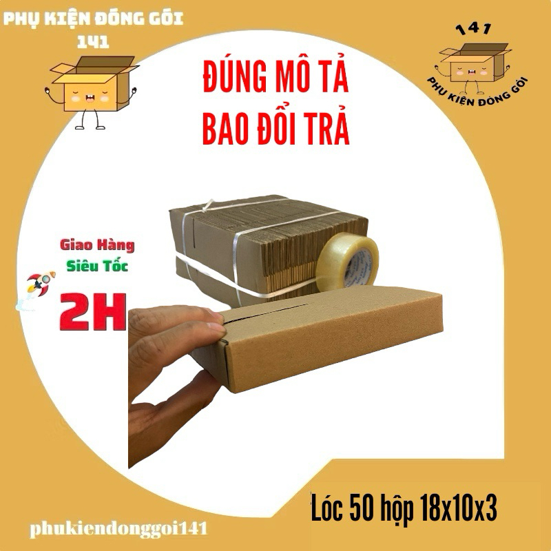 Lóc 50 thùng carton 18x10x3 đóng gói sản phẩm