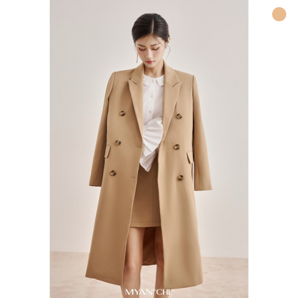 MYAN DESIGN Áo Măng Tô 6 Khuy Thời Trang, Thanh Lịch AFW241048