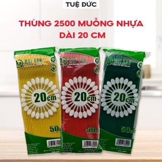   Thùng 2500 cái  Muỗng nhựa dài 20 cm dùng 1 lần muỗng nhựa trà sữa tiện lợi hàng cao cấp giá sỉ 