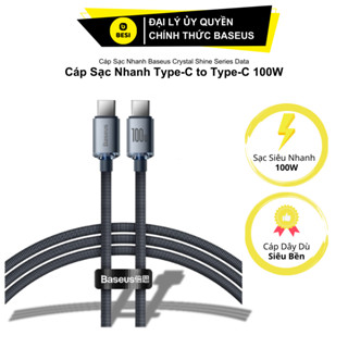 Cáp Sạc Nhanh Baseus Crystal Shine 100W Type-C to Type-C | Chip E-Marker, Thiết Kế Đẹp