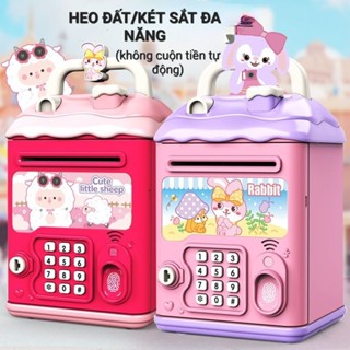 Đồ chơi két sắt heo đất mini mở khóa bằng vân tay, mật khẩu, (sẵn pin) có chìa khóa cho bé tập thói quen tiết kiệm