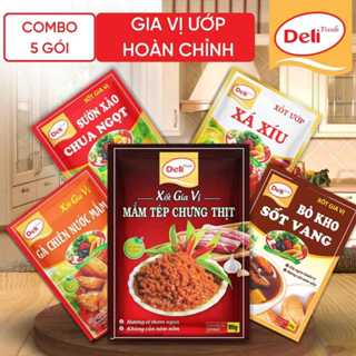 Combo thịt chưng mắm tép, xá xíu, sườn xào chua ngọt, gà chiên nước mắm, bò sốt vang 80g | Delifoods