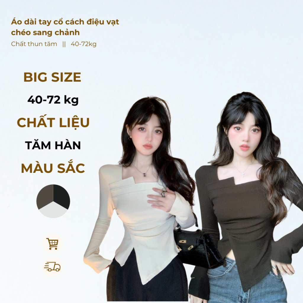 Áo thun nữ Jima Fashion áo cổ cách điệu dài tay nhún eo che khuyết điểm thoáng mát áo nữ mặc nhà/đi 