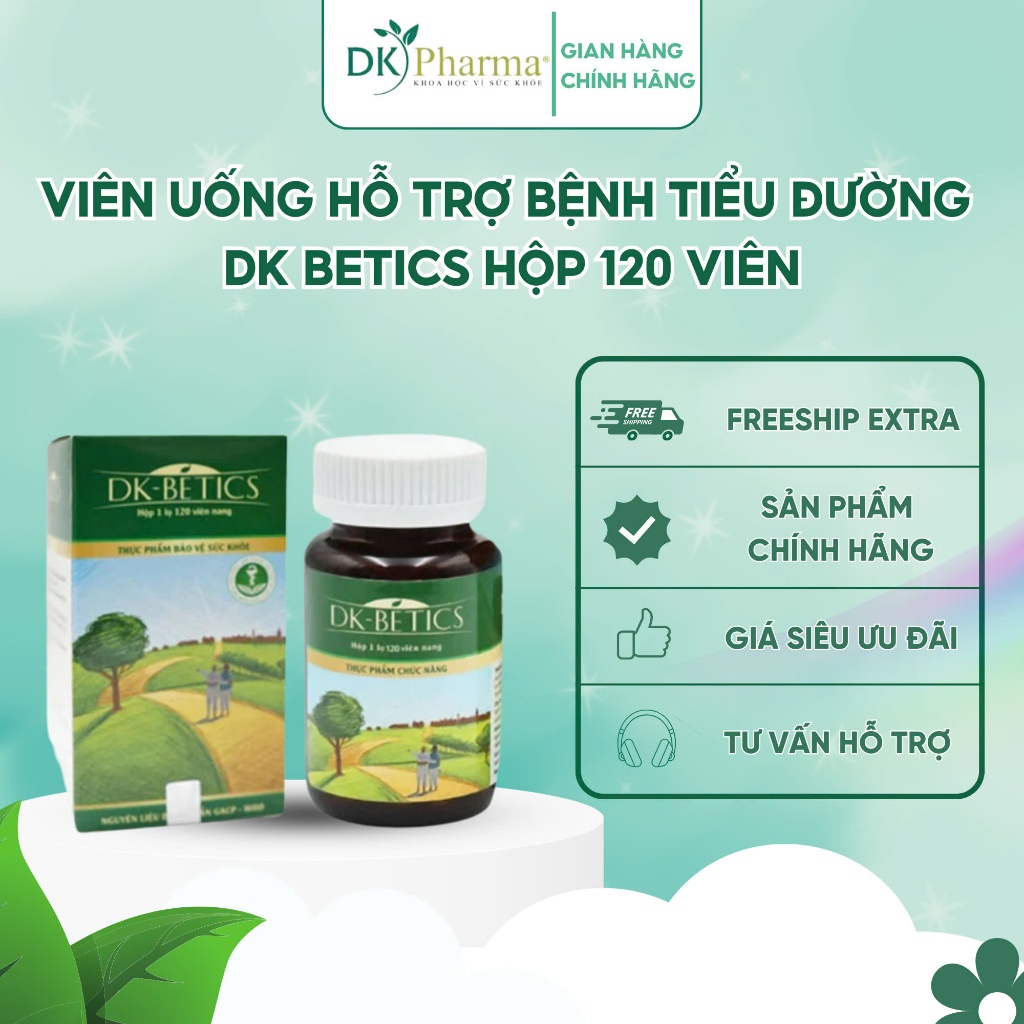 [KM TẾT 14-15/1] Viên Uống Hỗ Trợ Bệnh Tiểu Đường DK Betics Hộp 120 viên-DK PHARMA