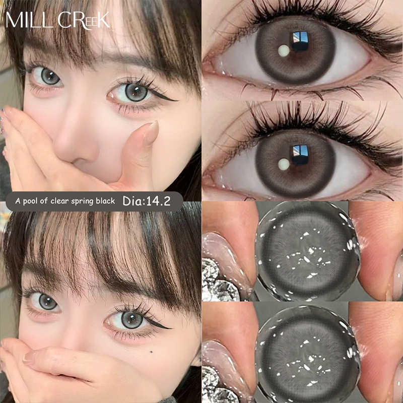 MILL CREEK Kính áp tròng DIA14.2MM Một cặp sinh viên màu nâu đen Giao hàng nhanh Hàn Quốc Lens