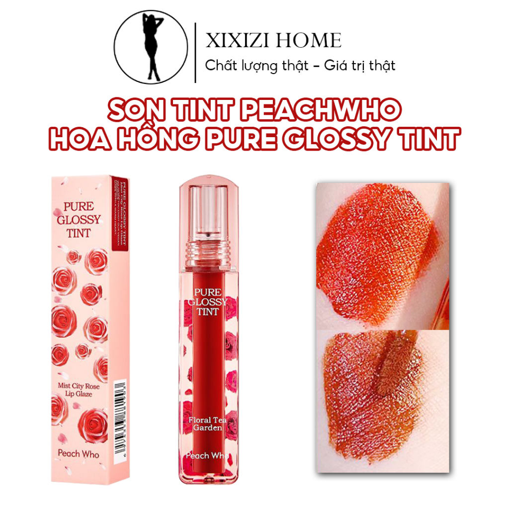 Son kem, son môi hoa hồng pure glossy tint peachwho 4g, kameup nữ, trang điểm môi xinh, đẹp nhẹ nhàn