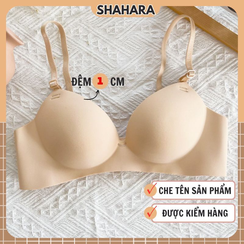Áo lót nữ đúc su không gọng kiểu trơn, Áo ngực su mút mỏng 1cm nâng ngực Shahara Anm-46