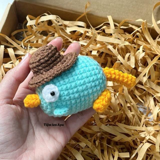 Móc khoá len thú mỏ vịt perry ( ảnh thật )