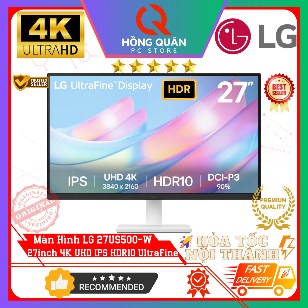 Màn Hình LG 27US500-W 27inch 4K UHD IPS UltraFine 60Hz 5ms HDR10 Super Resolution+ New - Hàng Chính 