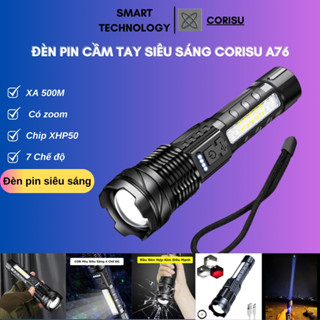 Đèn Pin Siêu Sáng Corisu A76 - 7 Chế Độ, Chiếu Xa 500m, Chống Nước, Pin Sử Dụng 3H Nhỏ Gọn Tiện Lợi