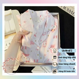 Bộ Áo Dài Quần Dài Hình Mèo Hello kitty Dễ Thương