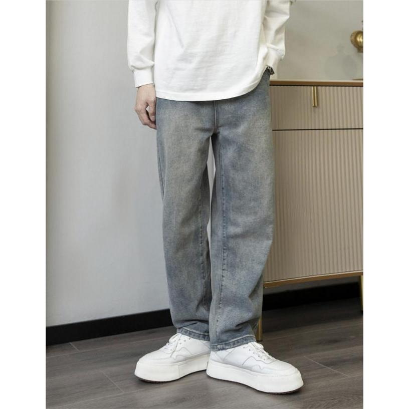 Quần jean baggy ống rộng phom Unisex, cá tính , lưng chun | BigBuy360 - bigbuy360.vn