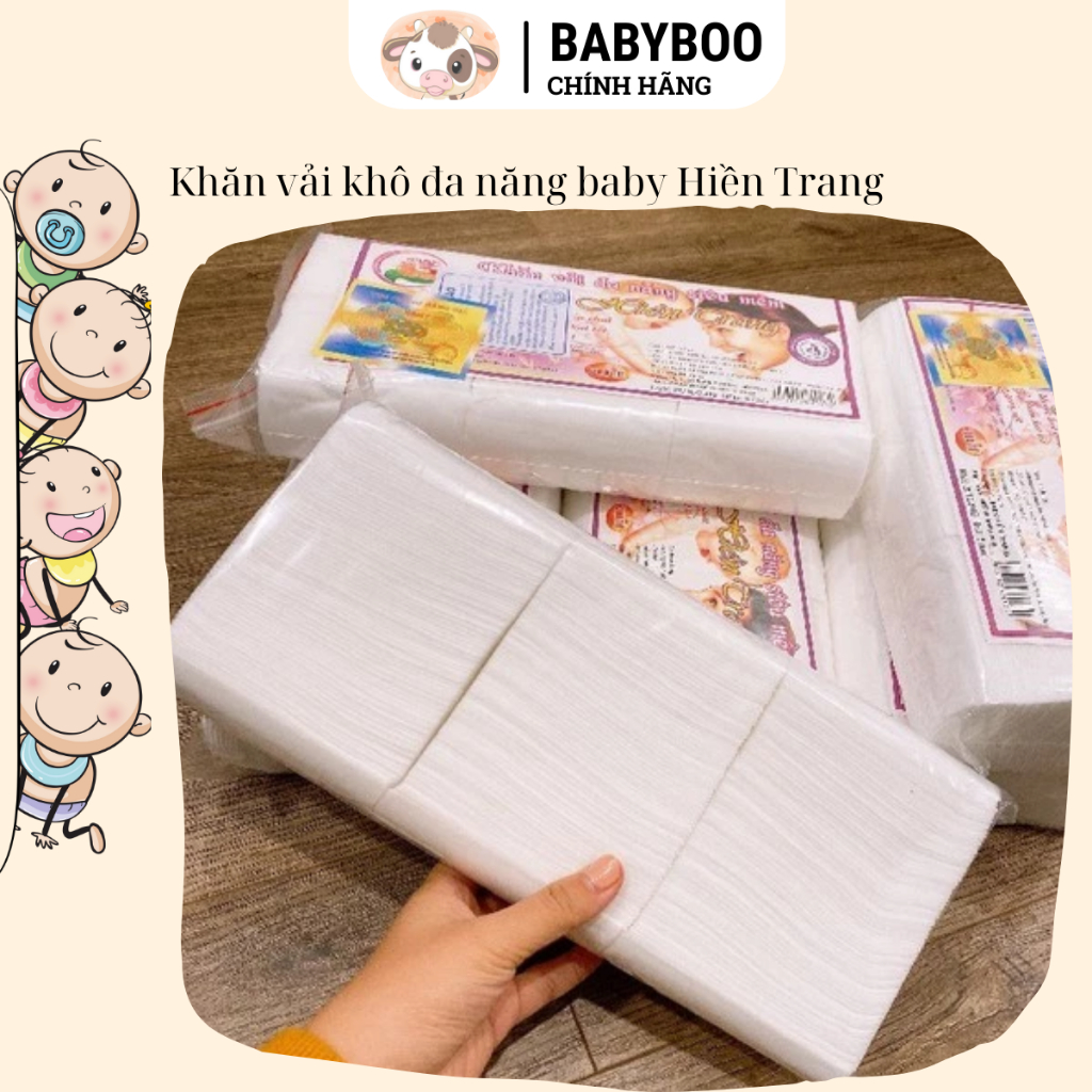 Combo 5 gói khăn vải khô đa năng  ~300gram baby Hiền Trang tờ chất liệu 100% cotton Babyboo