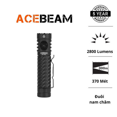 Đèn pin Acebeam EC20 độ sáng 2800 lumens tầm chiếu xa 370m đuôi nam châm