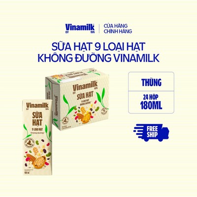 Thùng 24 hộp Sữa hạt 9 loại hạt không đường Vinamilk - hộp 180ml| [Có thể nhận bao bì Tết/ Thường]