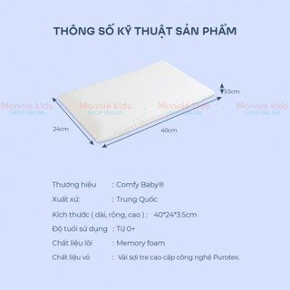 Gối cao su non Comfy Baby cho bé 24x40x3.5cm, gối nằm trẻ em sợi tre kháng khuẩn - Monnie Kids