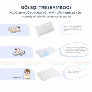 Gối cao su non Comfy Baby cho bé 24x40x3.5cm, gối nằm trẻ em sợi tre kháng khuẩn - Monnie Kids