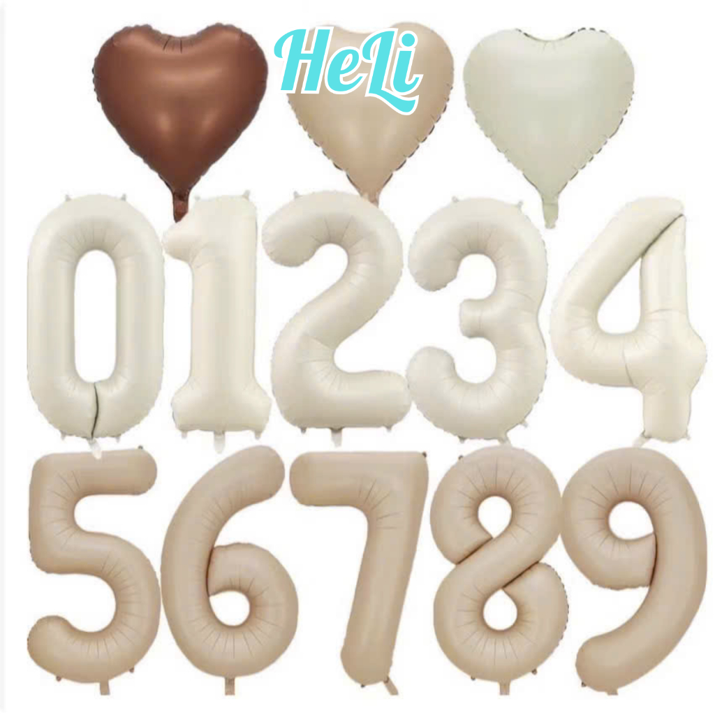 (BÓNG SỐ CARAMEL) BÓNG SỐ TUỔI TRANG TRÍ SINH NHẬT TÔNG MÀU NÂU CARAMEL VINTAGE