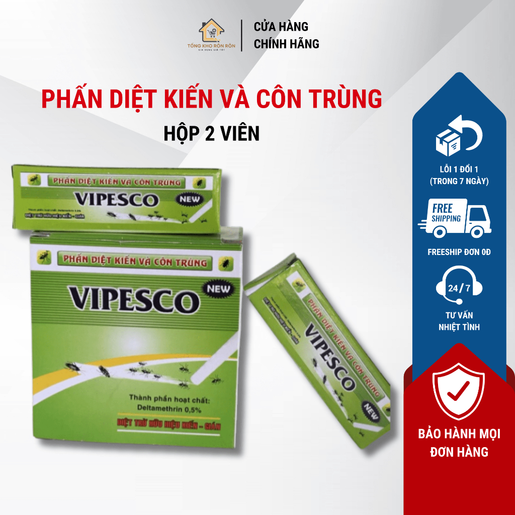 Phấn diệt kiến và côn trùng VIPESCO - phấn vẽ kiến (hộp 2 cây)
