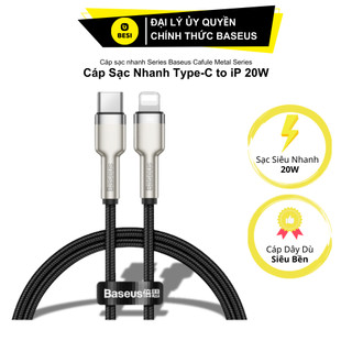 Cáp Sạc Nhanh Baseus Cafule Metal 20W Type-C to Ln | Đầu Hợp Kim Kẽm, Dây Dù Siêu Bền