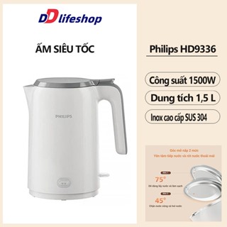 Ấm siêu tốc PHILIPS HD9336/20 inox 304 Bình đun siêu tốc 1.5 lít 1500W - Hàng Chính Hãng