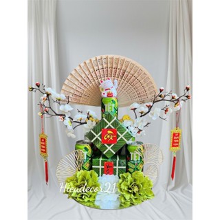 Set phụ kiện xanh cốm trắng trang trí tháp oản,tháp nước Tết cực đẹp