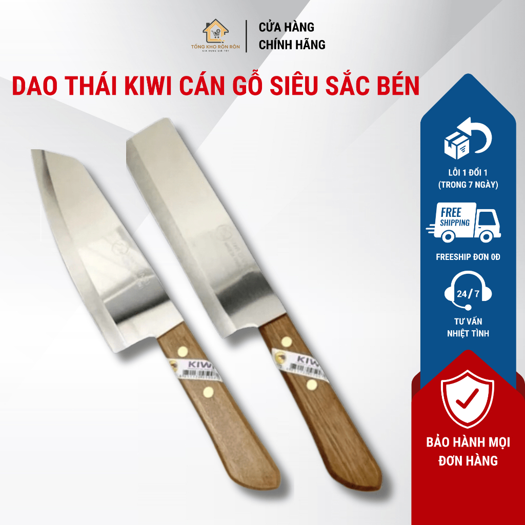 Dao Thái KIWI 21, 173, Hàng Thái Lan Loại 1, Cán Gỗ Lưỡi Sắc Cắt Gọn Siêu Bén