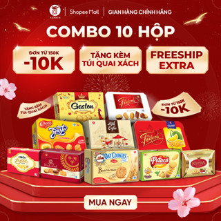  Combo 10 Hộp Bánh Quy Tuỳ Chọn 400gr Kèm Túi Quai Xách 