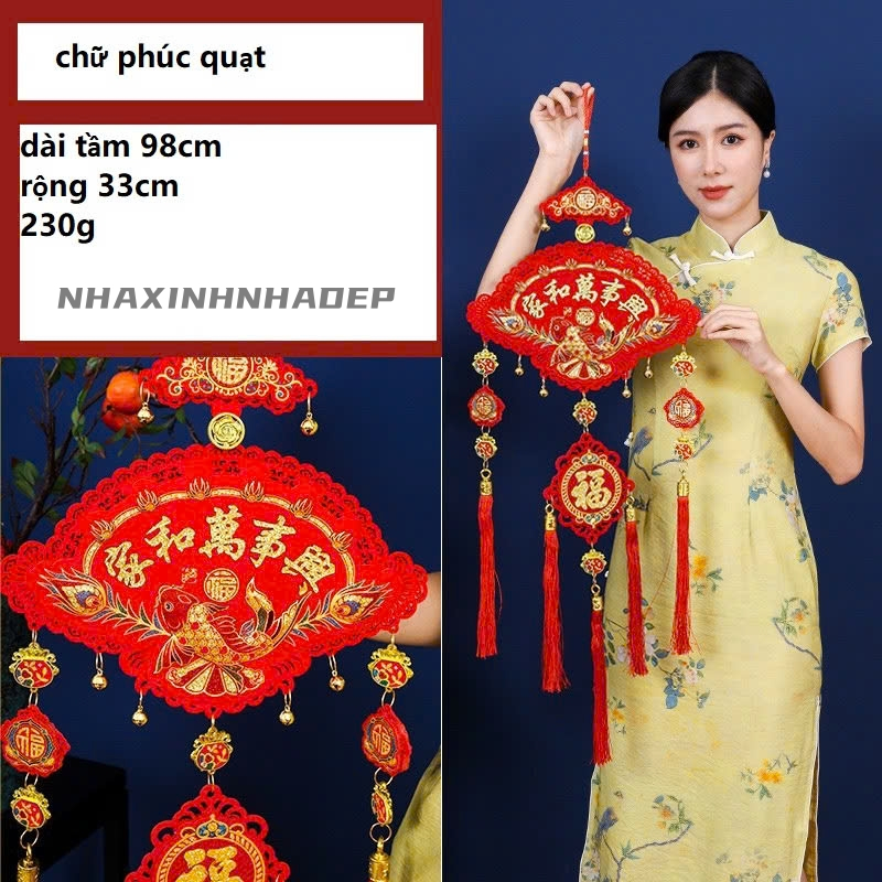 LIỄNG TREO TRANG TRÍ TẾT HÌNH QUẠT LỚN, PHỤ KIỆN DECOR TẾT MỪNG NĂM MỚI - LPT099