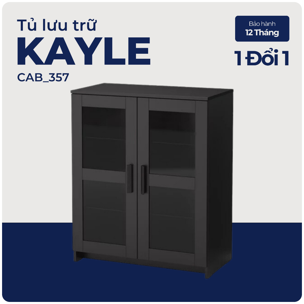 KAYLE, Kệ kệ để đồ 4 tầng cửa kính, CAB_357, 78x41x95cm, Nội thất Nhà trên cao